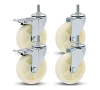 Roulettes Pivotantes Roue Universelle Roues Pivotantes ou de Chariot à Meubles Robustes avec Roues Mobiles en Nylon Arbre Fileté Industriel M12 x 25 mm Paquet de 4/Frein + Universel/75 mm/3"