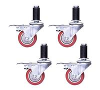Roulettes pivotantes Roulette en polyuréthane robuste Ensemble de 4 avec frein M12X60Mm Boulon Vis S Pour Banc De Travail Chariot Meuble Étagère 75Mm Tube Rond