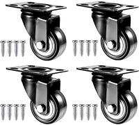 Roulettes pivotantes, Roulette pivotante robuste for meubles, roues en caoutchouc PU, 65 mm, double roulement acier carbone, charge 200 kg, avec vis(4 Pcs without Brake)