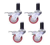 Roulettes pivotantes Roulette robuste Ensemble de 4 roulettes de tige en polyuréthane de 3 "avec frein Boulon à vis M12X60mm pour console Établi Chariot Étagère de meubles Mobilité