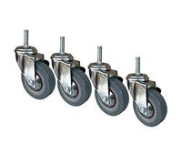 Roulettes pivotantes Roulette robuste Paquet de 4 rouleaux en caoutchouc de 75/100 mm avec frein Boulon M10 / M12 Idéal pour l’établi et le chariot Capacité de charge de 400 kg