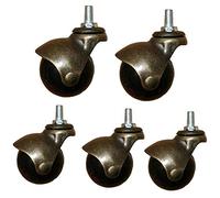 Roulettes pivotantes, Roulettes Pivotantes à 360 Degrés Pack De 5 Laiton Antique Avec Freins Charge 30 Kg M8 M10(M10)