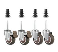 Roulettes Pivotantes Silencieuses De 120 Kg Pour Chariots Tubes Ronds De Diamètre Extérieur (14/16/19/22/25 mm), Roulettes De Rechange pour Meubles En Caoutchouc Avec 2 Freins(OD of round tube: 19 mm,