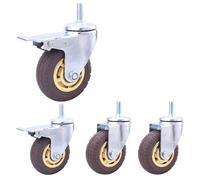 roulettes Pivotantes Silencieuses en Caoutchouc Pneumatique Premium M12 - Lot De 4 Pièces | Roues De Transport De Meubles Et Industrielles à Usage Intensif | Tige pour Ch, 2brake+2swivel, 4inch