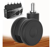 Roulettes pour chaises de bureau 11 mm, roulettes pour sols durs,75mm capacité de charge 350kg, Rotation à 360 Degrés, Silencieux Roulettes Chaise de Bureau