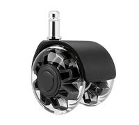 Roulettes Pour Chaises De Bureau Lot de 5 roulettes universelles for chaise bureau en PU, transparentes, cm, silencieuses, robustes Pour Sols(Black)