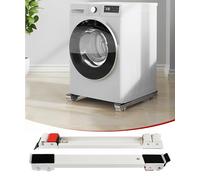 Roulettes pour machines à laver avec tapis en caoutchouc - Pelle extensible pour déplacer facilement les machines à laver, les meubles et les appareils électroménagers - Blanc