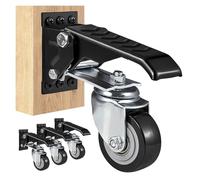 Roulettes Pour Meubles 2.5" Set Of 4 Workbench Caster Wheels Side Mounted Retractable Stepdown Wheel 360° Swivel For Tables And Equipment