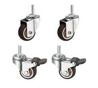 Roulettes Pour Meubles 4 Pcs 1/1.25/1.5/2 Inch Stem Caster Wheels Furniture Castor Wheels TPR Screw Rod Wheels Swivel Cartwheels For Carts Furniture(2 Universal 2 Brake,1.0 Inch)