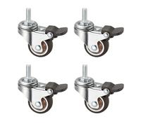 Roulettes Pour Meubles 4 Pcs 1/1.25/1.5/2 Inch Stem Caster Wheels Furniture Castor Wheels TPR Screw Rod Wheels Swivel Cartwheels For Carts Furniture(4 Brake,1.5 Inch)
