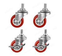 Roulettes Pour Meubles 4PCS Caster Wheels Furniture Caster Wheels PVC Screw Rod Wheels Swivel Cartwheels For Carts Furniture Trolley 1/1.25/1.5/2 Inch(2 brake-2 no brake,1.5 inch)