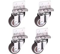 Roulettes Pour Meubles Lot de 4 roulettes pivotantes silencieuses en caoutchouc souple for lit, meubles lourds, charge lourde, avec frein deplace(4pcs swivel wheels,1inch)
