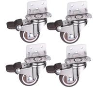 Roulettes Pour Meubles Lot de 4 roulettes pivotantes silencieuses en caoutchouc souple for lit, meubles lourds, charge lourde, avec frein deplace(4pcs wheels brake,1inch)