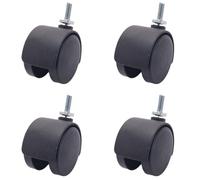 Roulettes Pour Meubles Roulette pivotante à double roue avec tige filetée de 6 mm et 40, noire