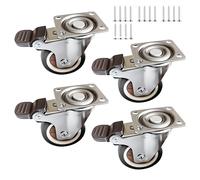 Roulettes Relaxdays, x4, 50 mm, 140 kg, frein, caoutchouc, brun/argent