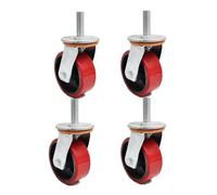 Roulettes robustes à tige filetée M16, lot de 4, en fonte, avec système de blocage for établi, capacité de charge 450 kg(Swivel,6 inch(150mm))