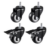 Roulettes robustes de 50 mm, roulettes à tige, charge 240 kg, un paquet de 4, roulettes filetées avec freins, roulettes pivotantes, roulettes pivotantes pour chariot, roulettes noires (M8 x