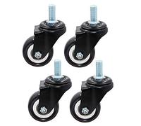 Roulettes robustes, Roulettes pivotantes M8/M, tige filetée avec frein, Circlip silencieux en PU, 2 pouces, lot de 4(4swivel,M8(25mm))