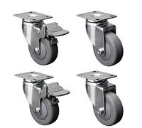 Roulettes, roulettes de meubles, 2,5'' / 3 pouces 100 mm meubles avec frein silencieux TPE roues pivotantes robustes 300 kg for table de chariot transport industriel 4 PCS(2.5inch)