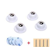 Roulettes, Roulettes de meubles roues roue universelle Rotation à 360 ° roulettes auto-adhésives en acier inoxydable forte charge(4pcs white big)