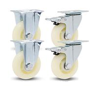 Roulettes, Roulettes pivotantes robustes, roulettes industrielles à 360 degrés, silencieuses, for chariots d'établi, lot de 4, blanc/support/125 mm(Stand+brake,125Mm)