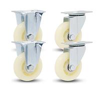 Roulettes, Roulettes pivotantes robustes, roulettes industrielles à 360 degrés, silencieuses, for chariots d'établi, lot de 4, blanc/support/125 mm(Stand+universal,100Mm)