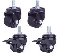 roulettes, Roulettes robustes, 4 roulettes pivotantes, noires, avec tige filetée M12 x 25 mm, double roulement, résistantes à l'usure, capacité maximale de 600 kg, for chariot