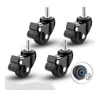 Roulettes silencieuses avec frein,Jeu de 4 Roulettes pour meubles,Roulettes à tige filetée M6/M8/M10,Roues pivotantes pour meubles,Roulettes en caoutchouc pour chariots,4brakes-M6