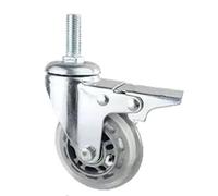 Roulettes transparentes for meubles légers, roues de 2,5/3/4/5 pouces avec levier frein, vis silencieuses, universelles, for chaise bureau(Brake-M12,4inch)