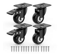 Roulettes Transports 50MM, 2 PCS Roulettes pivotantes,2PCS Roulettes avec Frein en Caoutchouc, 2 avec freins + 2 sans freins, noir