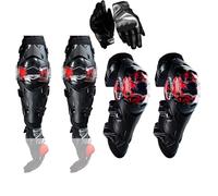 Roulez en Toute Sécurité avec Un Équipement Protection Moto - Genouillères, Coudières Et Gants Certifiés CE, Maintien Sûr Et Confortable, pour Conduite Hors Route Et Au Quotidien,Red-Set