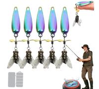Roumant Metal Propeller Fishing Lure for Catching Fish, 5PCS 3D Bionic Swimming Bait with Floating Rotating Tail, Spinning Blade Bass Trout Lure for All Kinds of Fish (Colorful, Small)