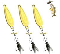 Roumant Metal Propeller Fishing Lure, High-Vibration Spinner Sequins Spinning Fly Bionic Bait, for Catching Fish, with Floating Rotating Tail, for All Kinds of Fishes (Gold)