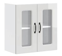 ROUMEI®Armoire murale de cuisine - Cabinet murale de cuisine/salon - avec porte vitrée ""Kalmar"" Bois d'ingénierie blanc brillant -