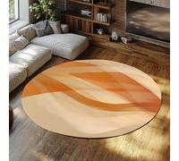 Roun Soft Rug Minimal Abstrait Sand Wave Design Lavable Résistant aux Taches Mince Salle à Manger Tapis pour sous la Table Clair Beige/Orange Tapis de Sol pour Enfants Filles Garçons Dortoir 90cm