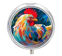 Round Art Pilulier coloré en forme de poulet 3 compartiments Portable Voyage Médicaments Mini Compact Conteneur de stockage de médicaments Distributeur de supplément de vitamines