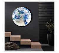 Round Atmosphere Decorative Painting with Light Porch LED Light Hanging Painting Living Room Sofa Background Wall Painting Light (Color : The Earth 50CM Size : Three Colour) (The Earth 78cm White lig
