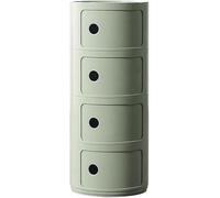 Round Bedside Table with 2/3/4 Drawers, Modern Small Stackable Side Table with Sliding Door, Versatile Storage Cabinet for Living Room, Bedroom(Matcha Green,4 Tier)
