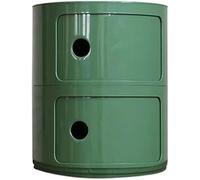 Round Bedside Table with 2/3/4 Drawers, Modern Small Stackable Side Table with Sliding Door, Versatile Storage Cabinet for Living Room, Bedroom(Medieval Green,2 Tier)
