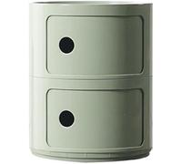 Round Bedside Table with 2/3/4 Drawers, Modern Small Stackable Side Table with Sliding Door, Versatile Storage Cabinet for Living Room, Bedroom(Matcha Green,2 Tier)