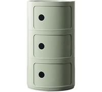 Round Bedside Table with 2/3/4 Drawers, Modern Small Stackable Side Table with Sliding Door, Versatile Storage Cabinet for Living Room, Bedroom(Matcha Green,3 Tier)