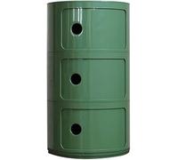 Round Bedside Table with 2/3/4 Drawers, Modern Small Stackable Side Table with Sliding Door, Versatile Storage Cabinet for Living Room, Bedroom(Medieval Green,3 Tier)