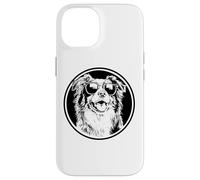 Round Black Logo Blue Merle Australian Shepherd Lover Coque pour iPhone 14