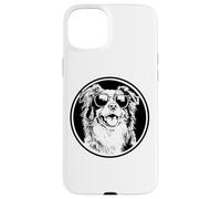 Round Black Logo Blue Merle Australian Shepherd Lover Coque pour iPhone 15 Plus