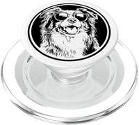 Round Black Logo Blue Merle Australian Shepherd Lover PopSockets PopGrip pour MagSafe
