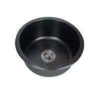 Round Black Nano Stainless Steel Kitchen Sink - Single Bowl with Drain Accessories for Utility Rooms Caravans Bars Balconies & Bathrooms - Durable & Stylish Design