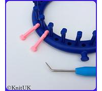 Round Blue Knitting Loom 22 pegs + 22 pink extra-pegs