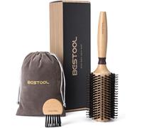 Round Brush For Blow Drying,Boar Bristles With Nylon Pins Round Hairbrush,Professional Styling Brush For Women And Men (Barrel 38mm)