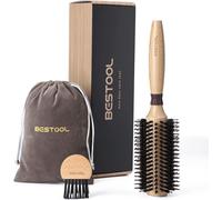 Round Brush For Blow Drying,Boar Bristles With Nylon Pins Round Hairbrush,Professional Styling Brush For Women And Men (Barrel 28mm)