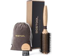Round Brush For Blow Drying,Boar Bristles With Nylon Pins Round Hairbrush,Professional Styling Brush For Women And Men (Barrel 22mm)